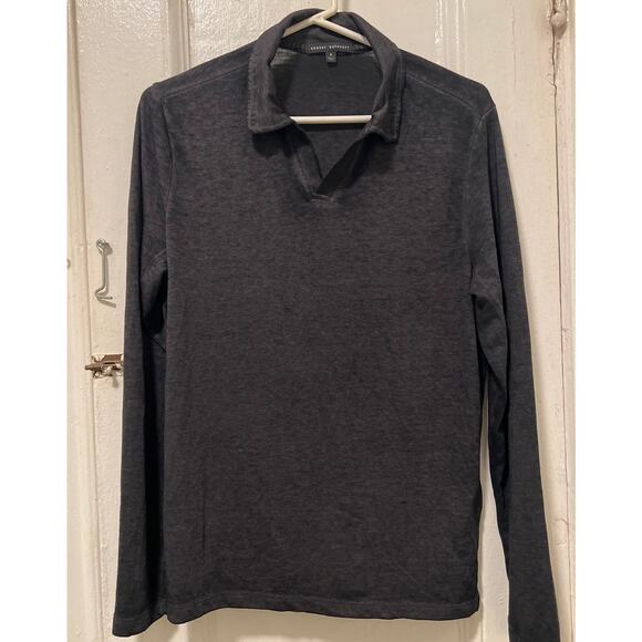 Robert Barakett Adison Long Sleeve Johnny Collar Polo in Charcoal Gray Size S - Picture 3 of 7